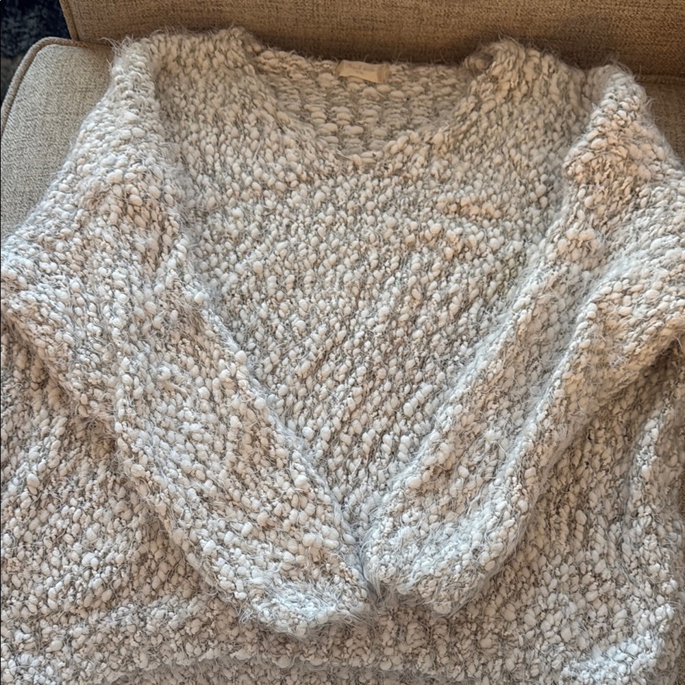 Altar'd State Gray V-Neck Sweater with Textured Knit